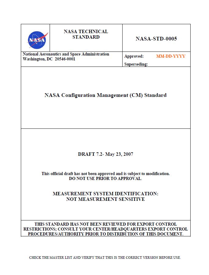 NASA STD- NASA Configuration Management (CM) Standard | SE Goldmine