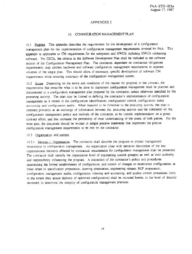 FAA STD- Appendix I (Configuration Management Plan) | SE Goldmine