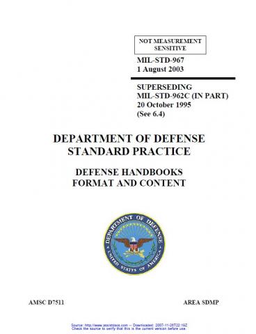 MIL STD- Defense Handbooks Format and Content (2003) | SE Goldmine